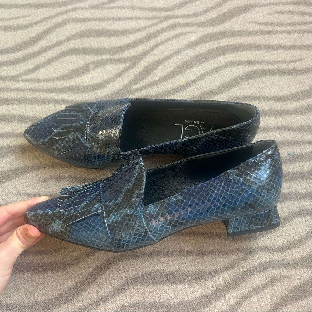 AGL Blue Snakeskin Flats